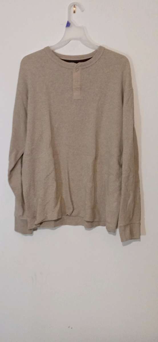 Mens Long Sleeve Waffle Dress Shirt Large