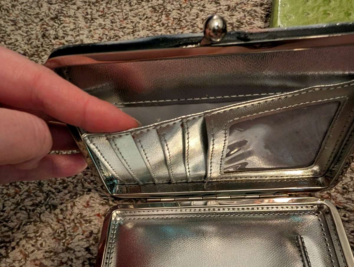 Black and gray with a hint of pink wallet