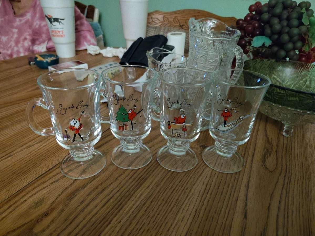 Pottery Barn Santa Baby Irish coffee mugs set of 4