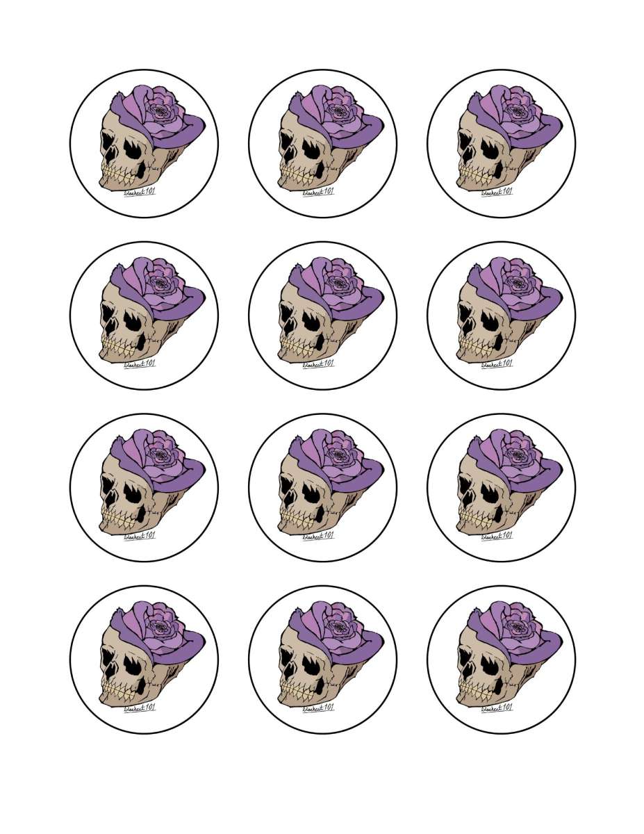 Skull with Roses die cut