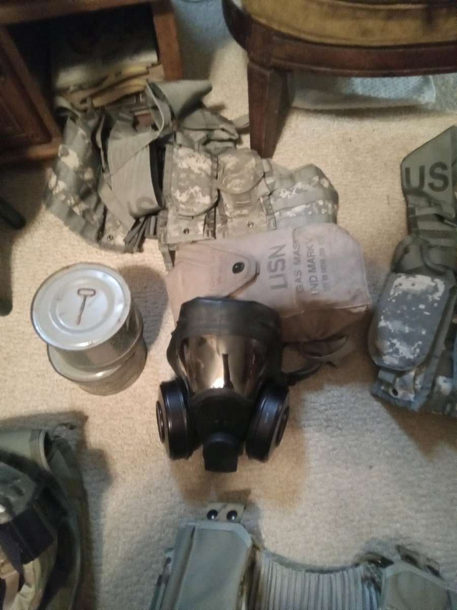 Huge Lot New Military Items  Ballistic helmet vest gas mask