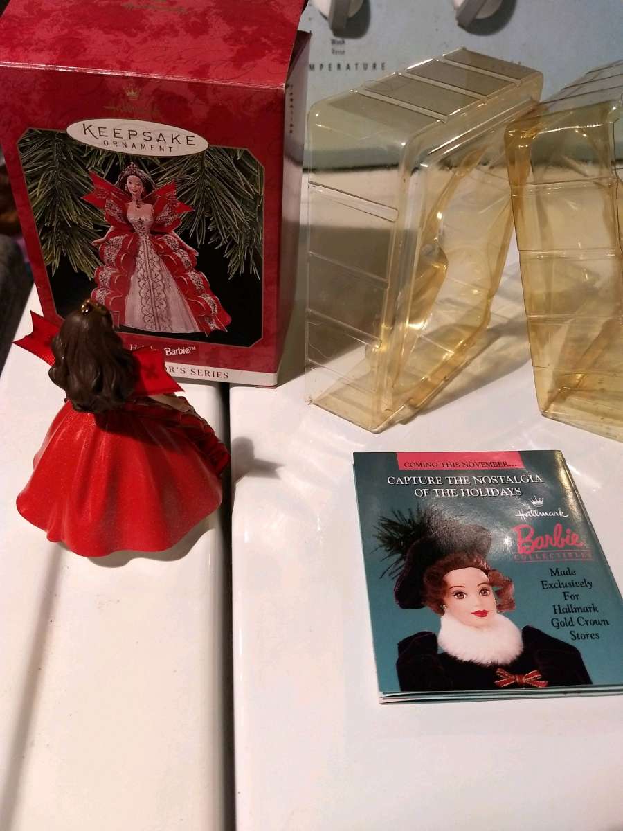 Red and white Barbie ornament