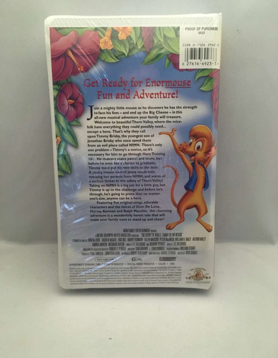 The Secret of NIMH  Sequel VHS 1994 used good condition see
