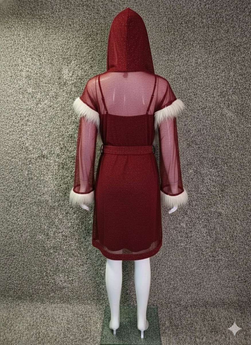 Womens Sexy Christmas Robe Lingerie Santa Costume Babydoll C