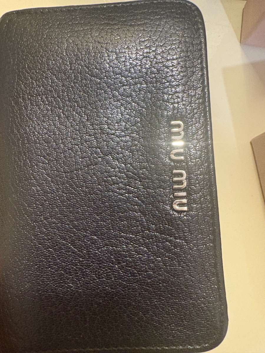 Miu Miu black leather studded wallet