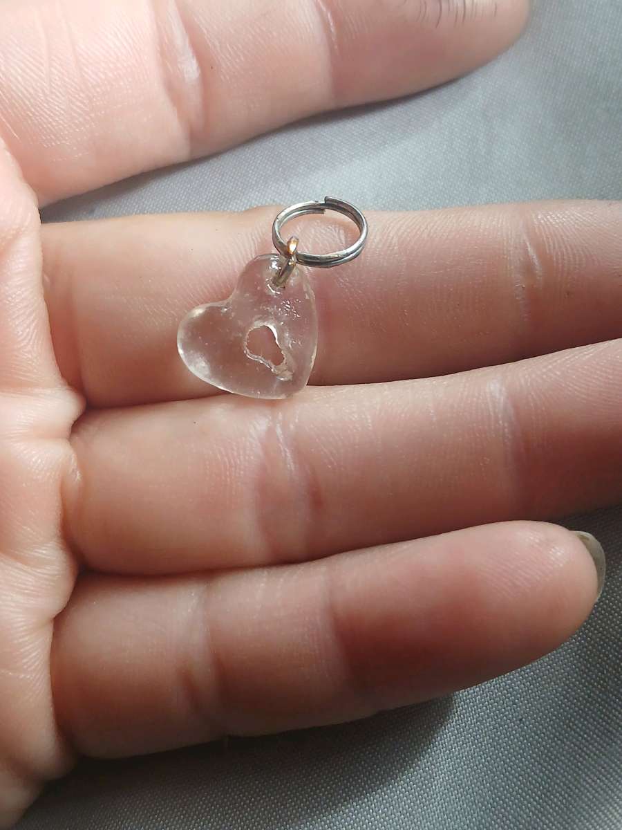 Handmade glass heart with lock keychain