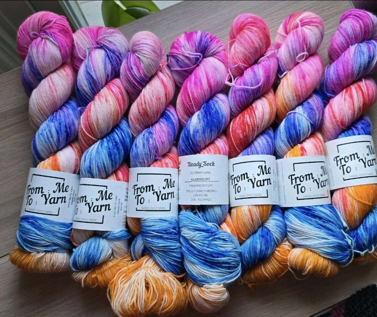 7 skeins Handdyed Indie Yarn From Me To Yarn SW Merino Nylon