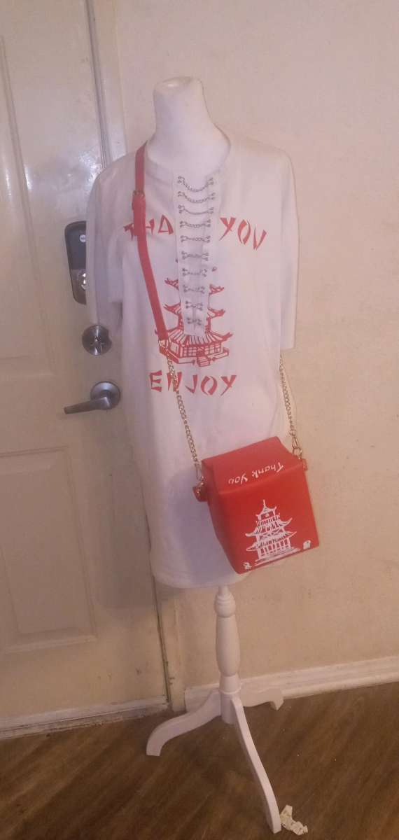 Red White Dress with Crossbody takeout box purse