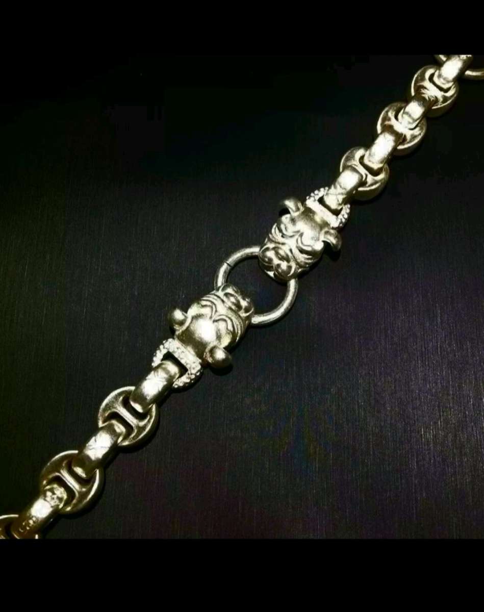 VINTAGE  HANDMADE MIAO TIBETAN TWO HEADS DOG SILVER BRACELET