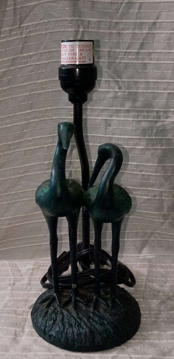 Vintage Small Crane Heron Green Lamp