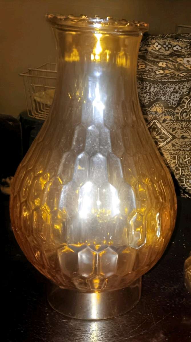 Jeanette Co Carnival Glass Hex Optic Depression Oil Lamp