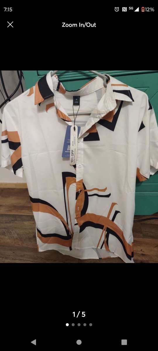 Silk geometric button up nice shirt new with tags