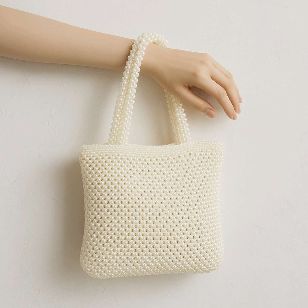 White Pearl Tote Bag  Handmade Style