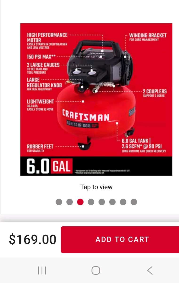 craftsman air compressor 150psi