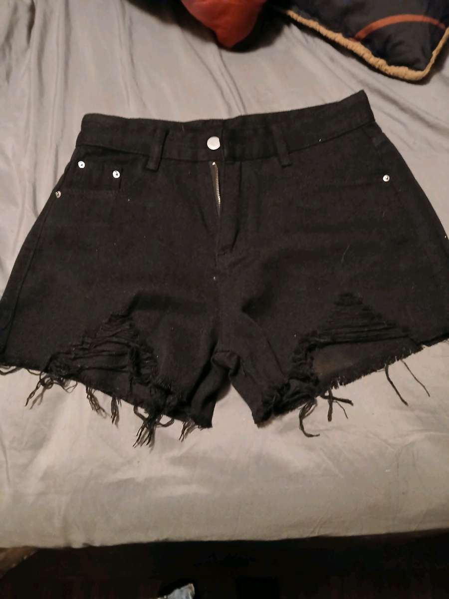 black denim shorts