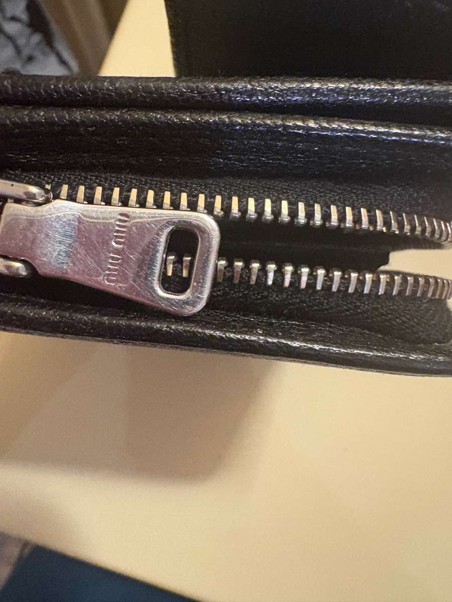 Miu Miu black leather studded wallet