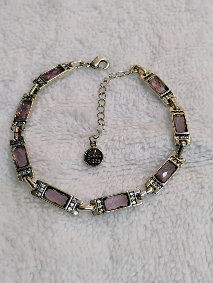 925 Italian Silver Purple Stone BRACELET