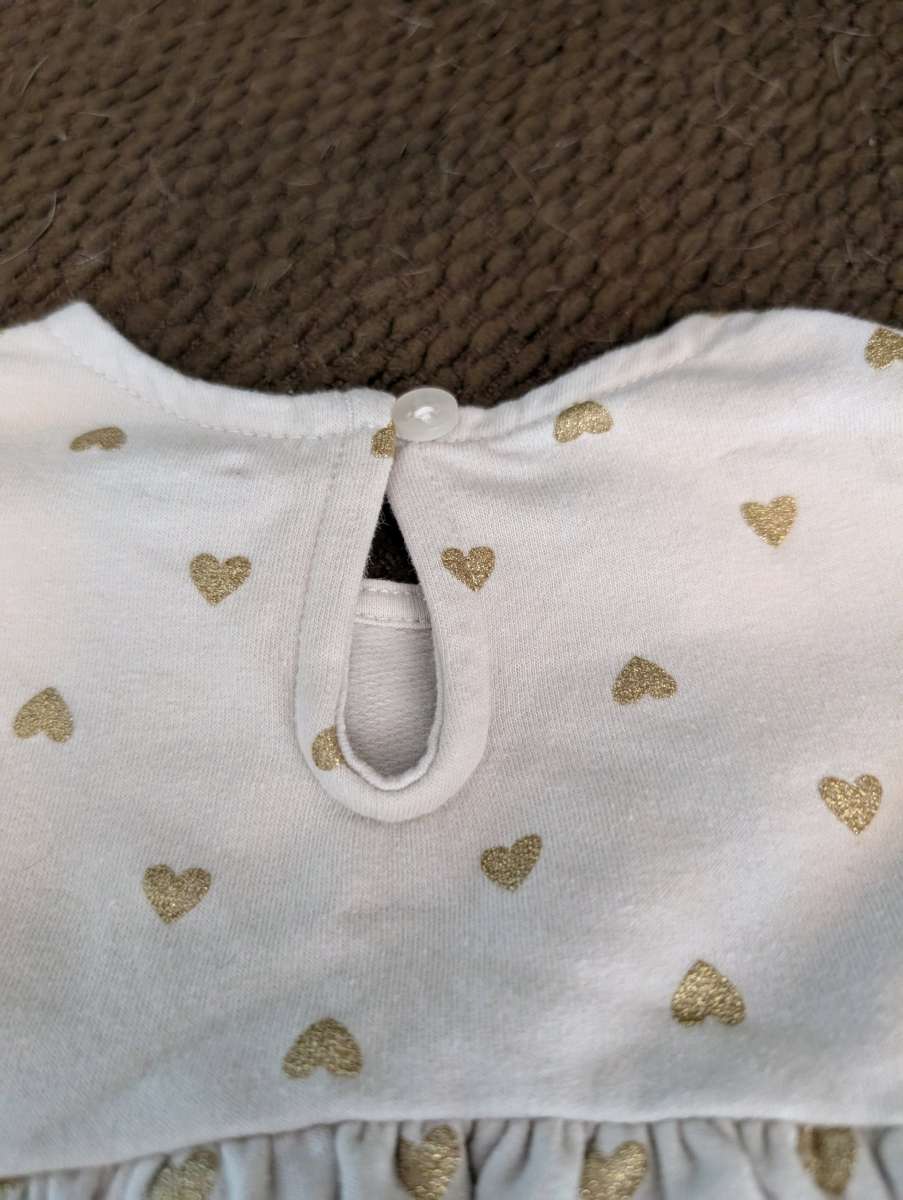 Baby dress with gold hearts