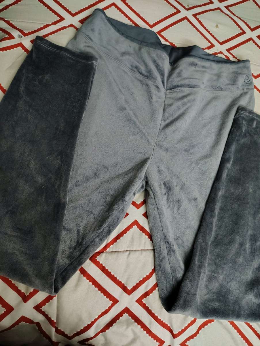 Cuddl Duds Womens Gray Double Plush Velour Pajama Pants