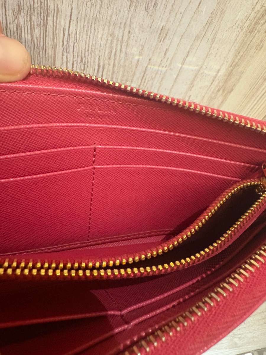 Pink Prada Saffiano leather wallet