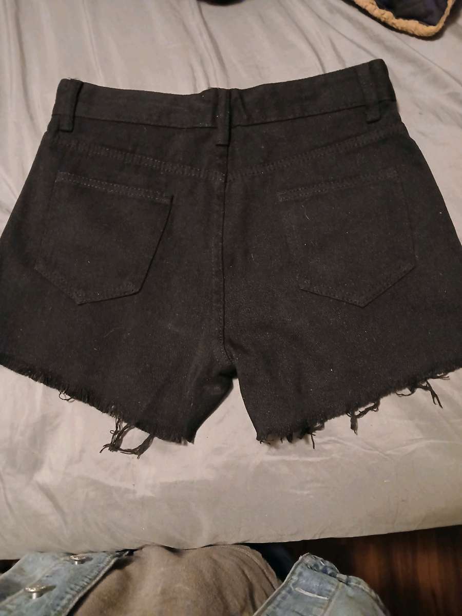 black denim shorts