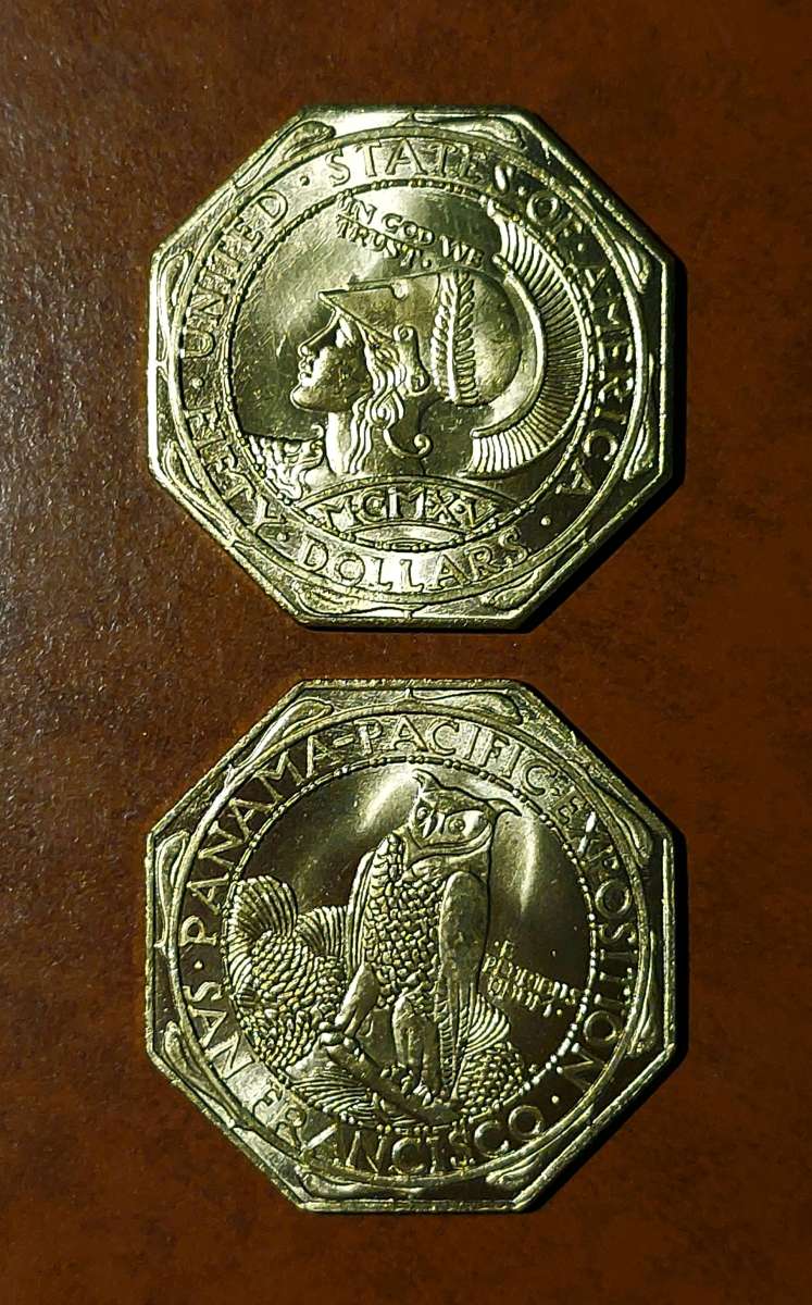 CRUPTO LUCKY ART COIN US 50 VERY RARE 22K GOLD PLATED 1915S