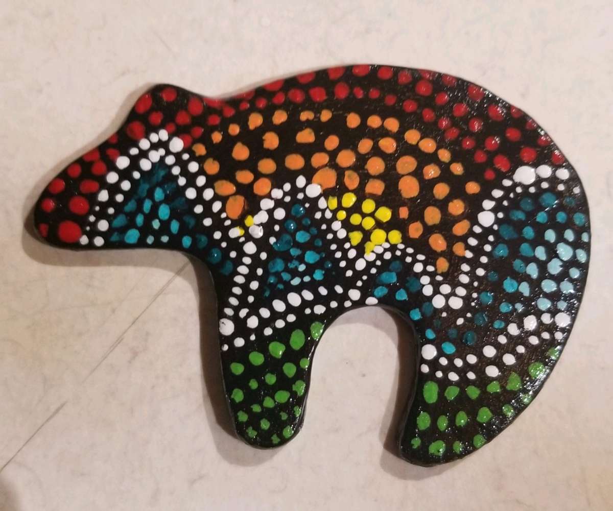 Handmade Clay Art Magnet Dot Mountain Bear