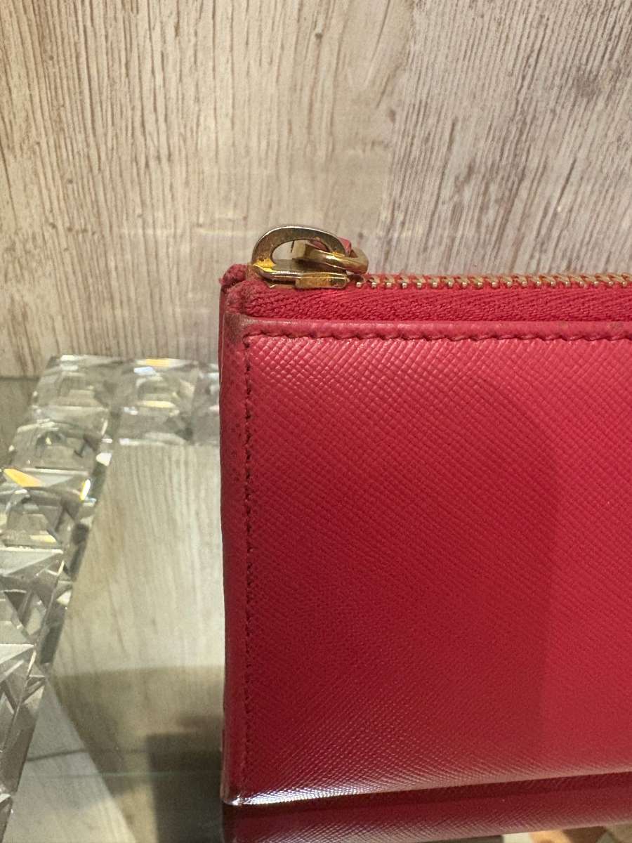 Pink Prada Saffiano leather wallet