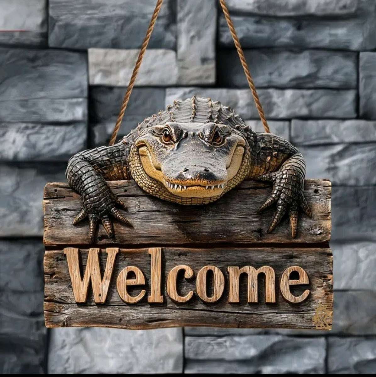Alligator Welcome sign