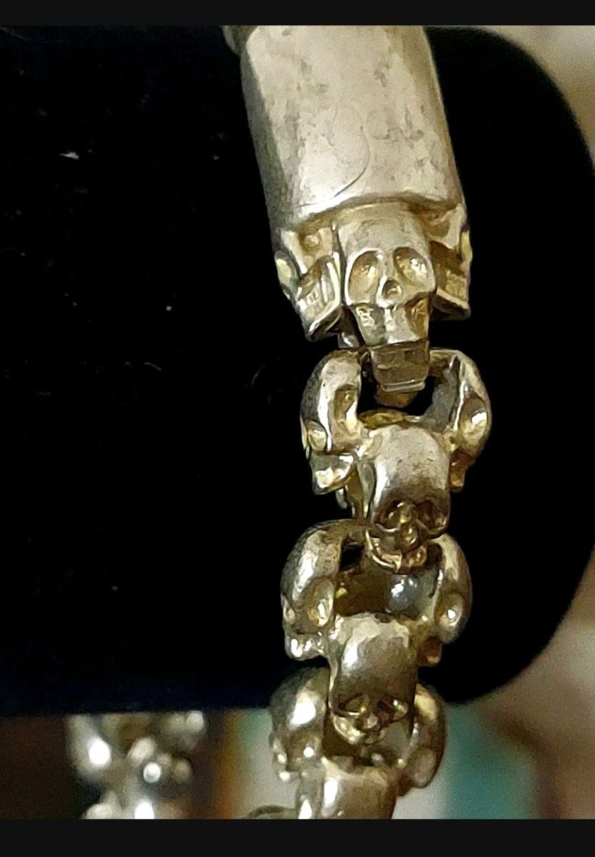 HANDMADE BRACELET HIPHOP SKULL KNITTING TIBETAN SILVER