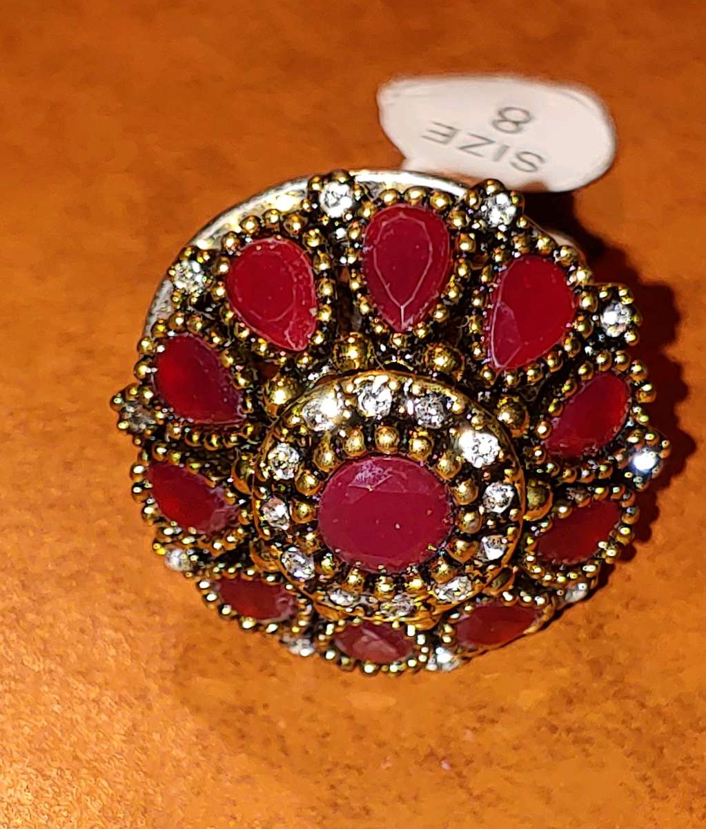 NEW Ruby Misianit Handmade Silver coin Size 8