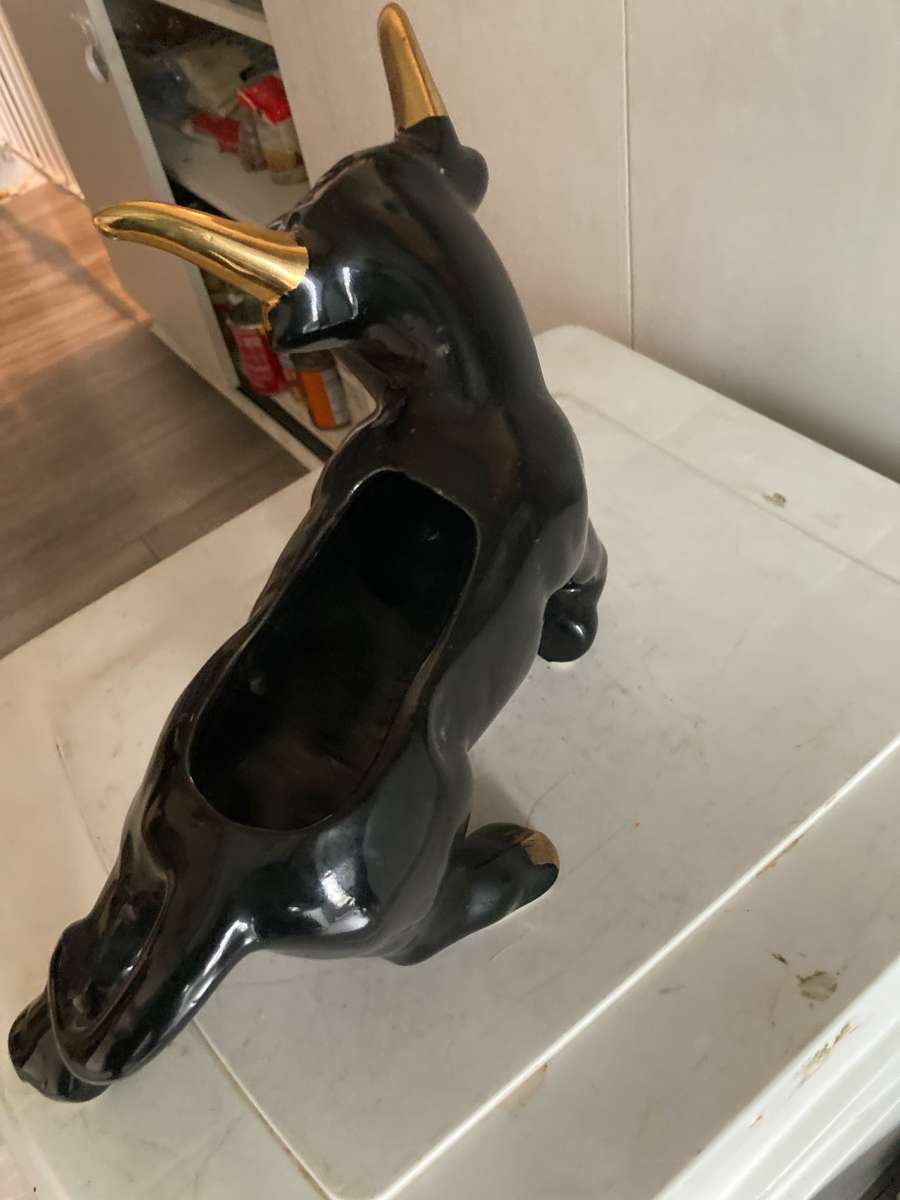 Black and Gold Bull Figurine