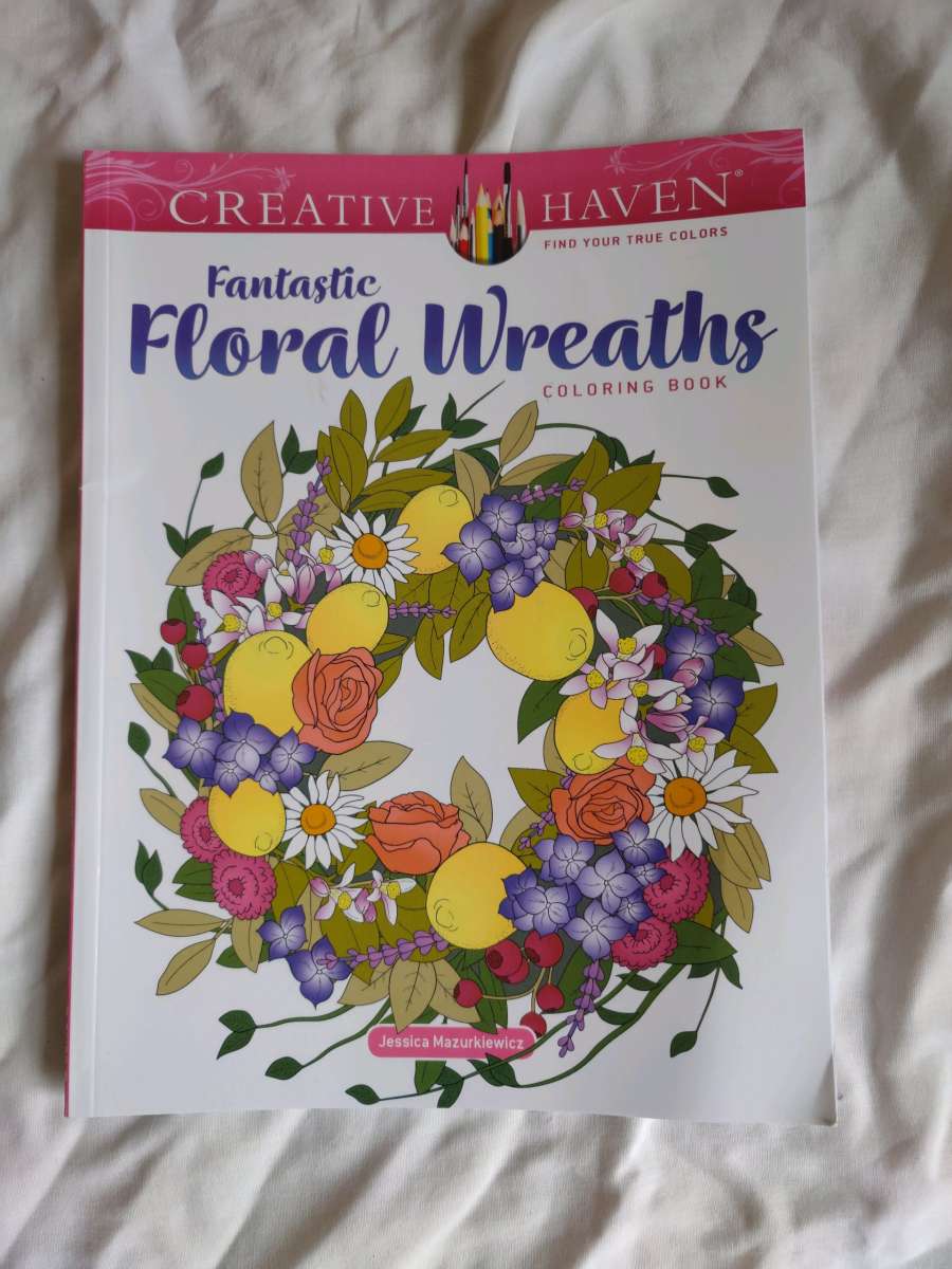 Creative Haven Floral wreaths coloring book