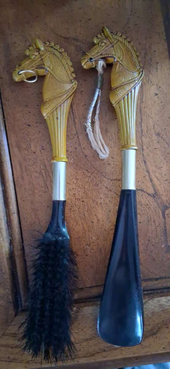 vintage shoe horn and brush