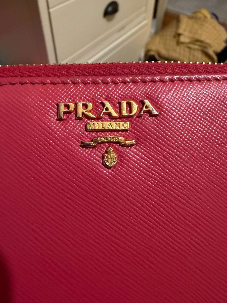 Pink Prada Saffiano leather wallet