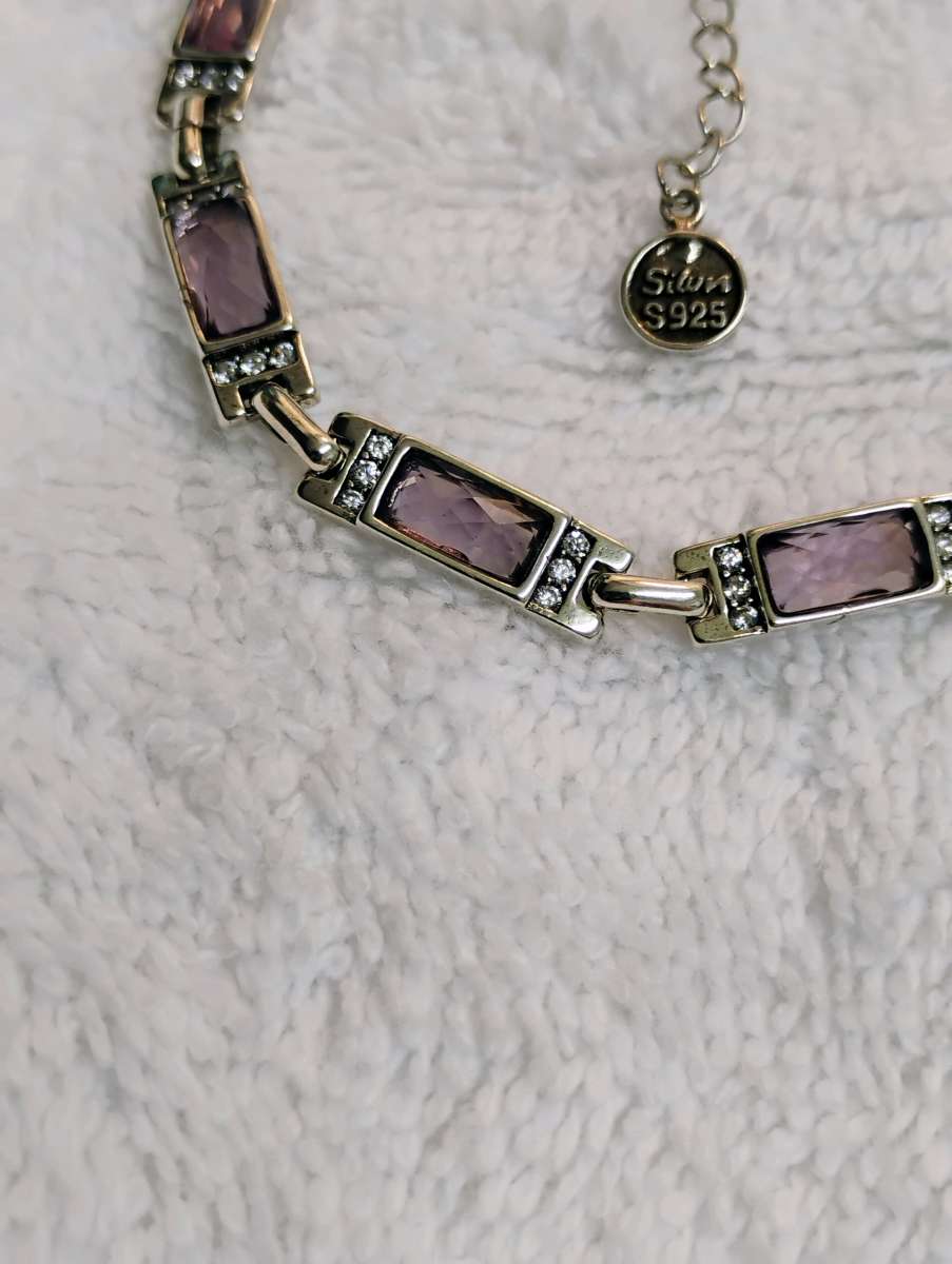925 Italian Silver Purple Stone BRACELET