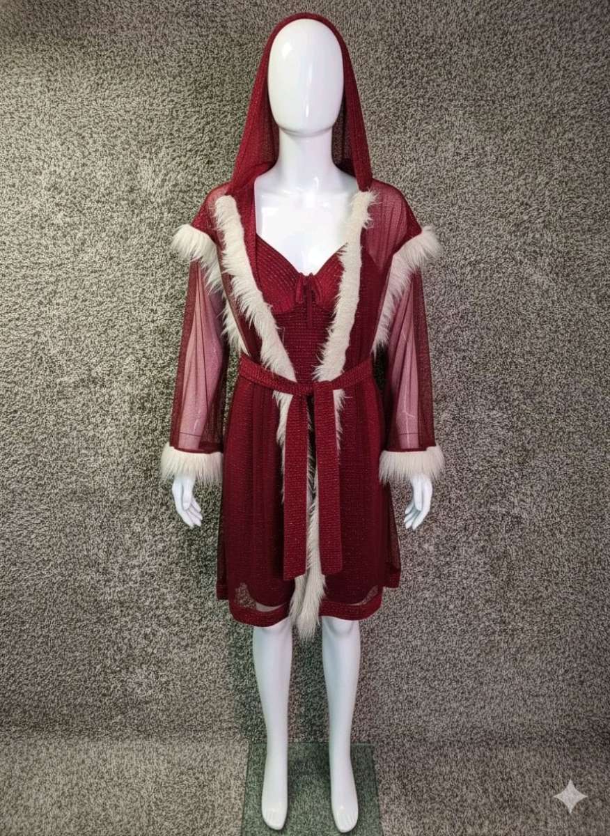 Womens Sexy Christmas Robe Lingerie Santa Costume Babydoll C