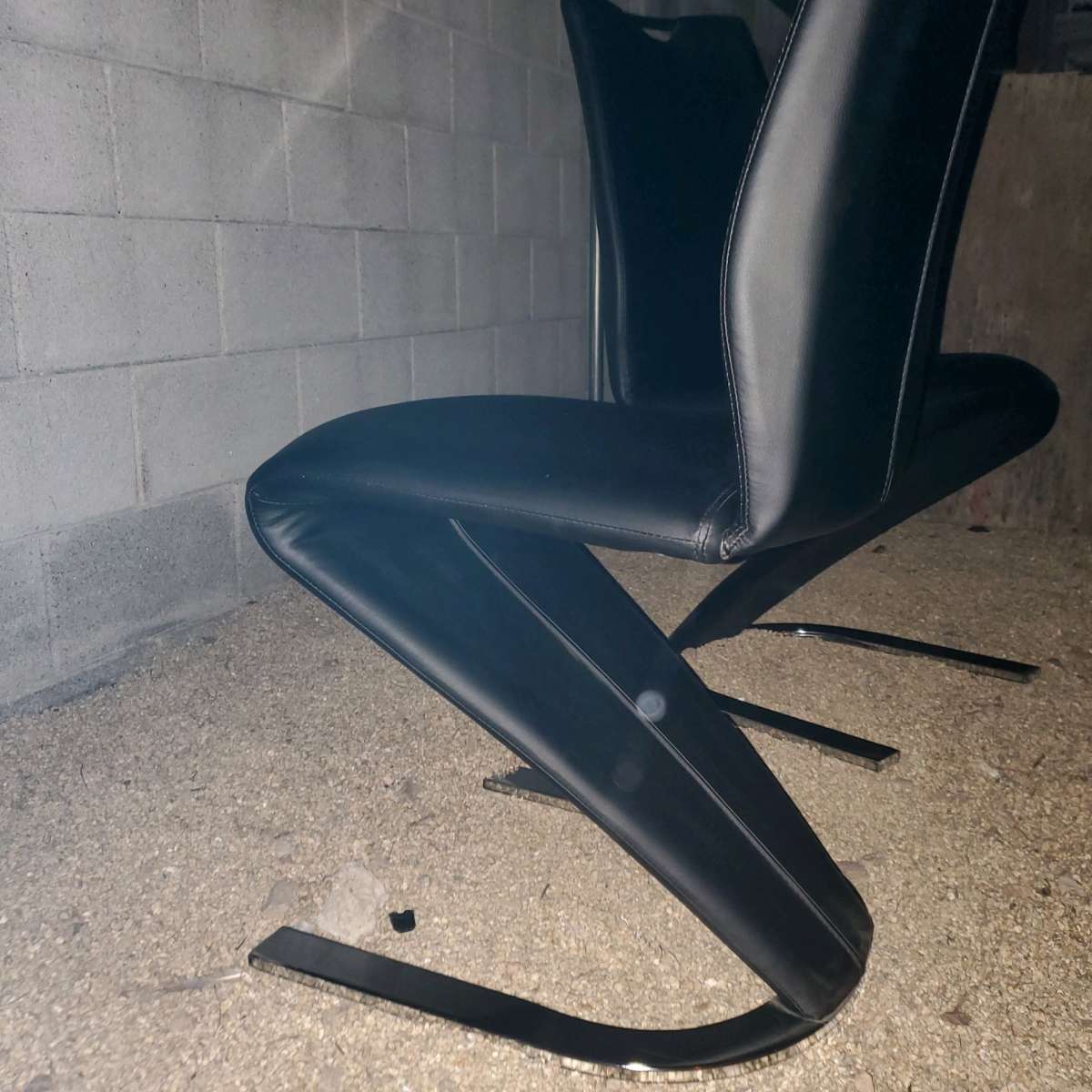 Black Faux Leather Contemporary Chairs