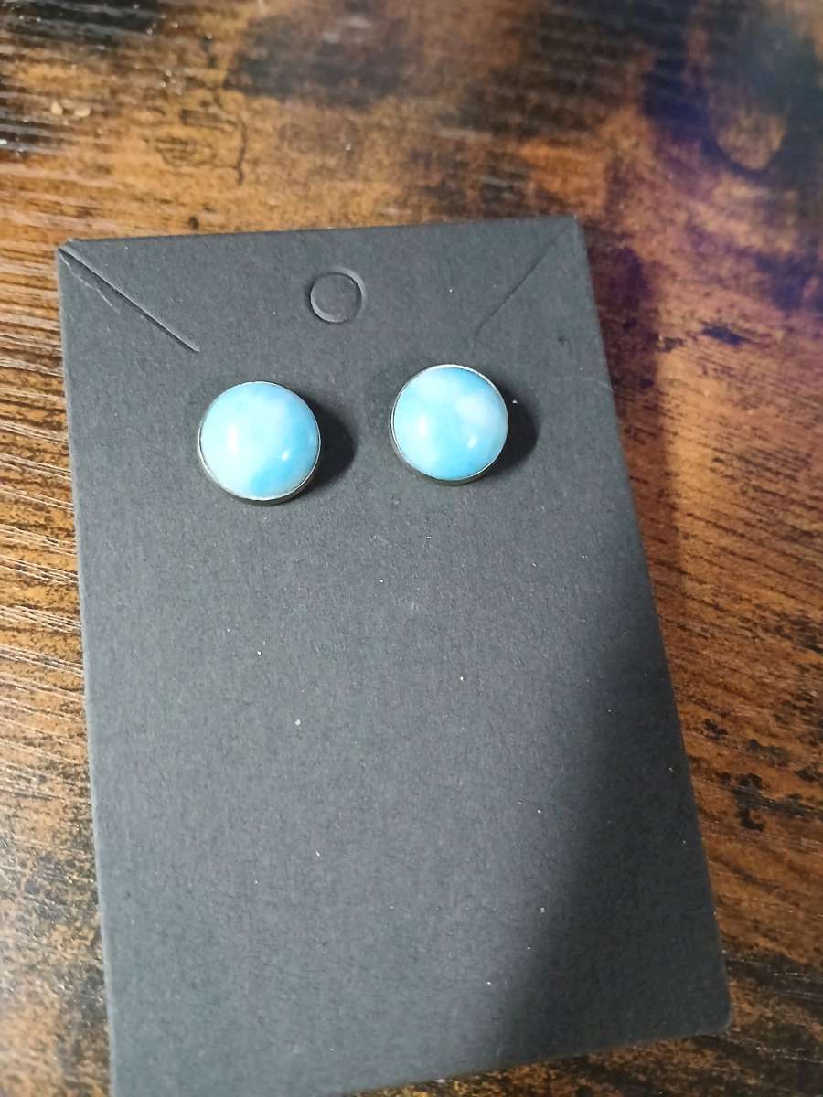 Painted Synthesized Turquoise Stud Earrings 12mm