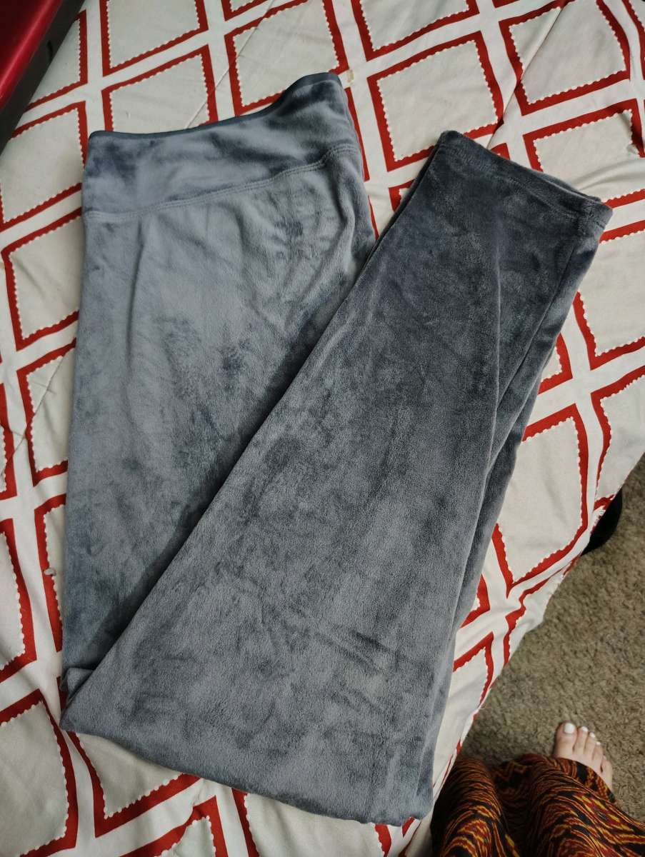 Cuddl Duds Womens Gray Double Plush Velour Pajama Pants