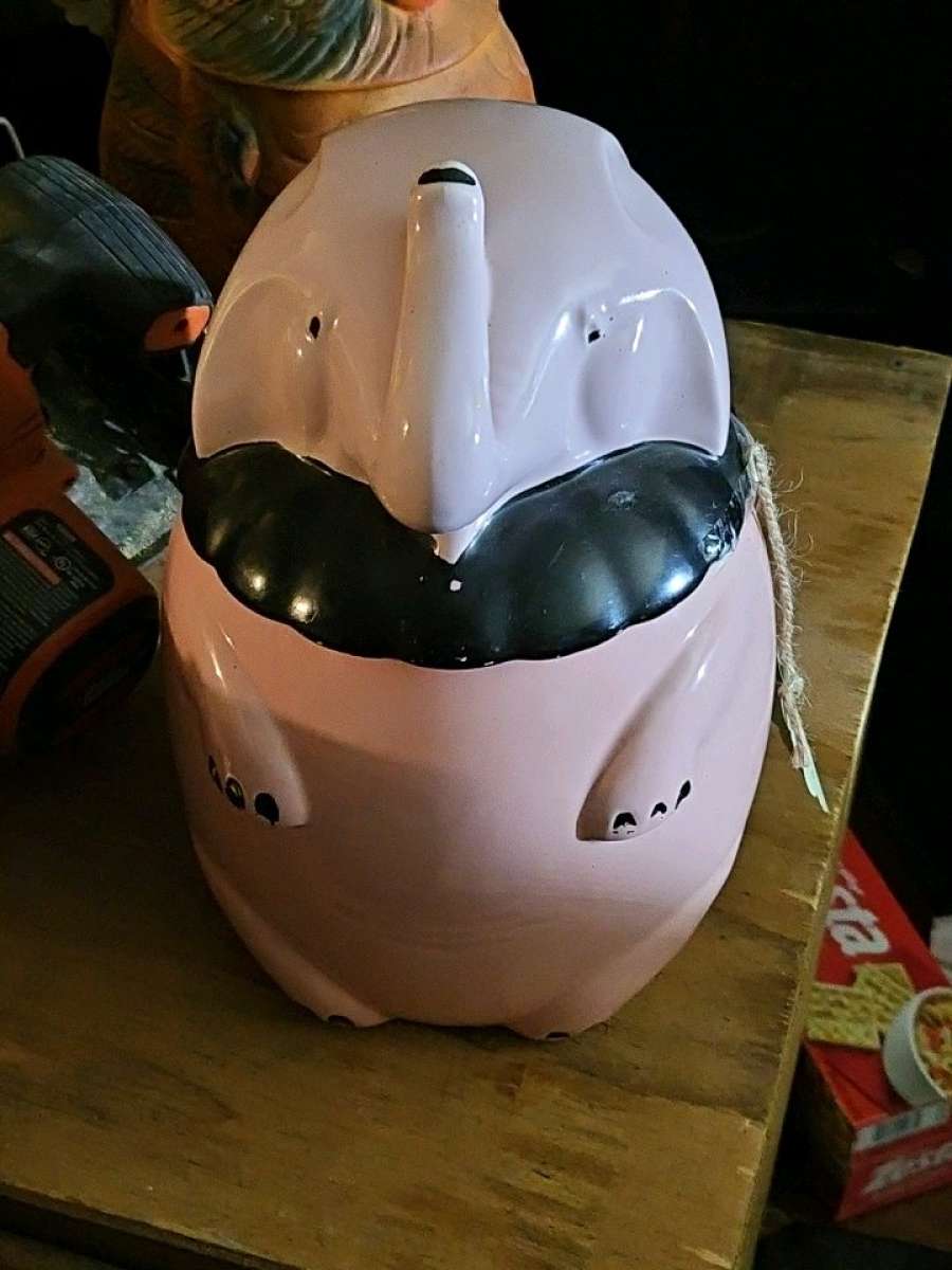 Shawnee pink elephant cookie jar