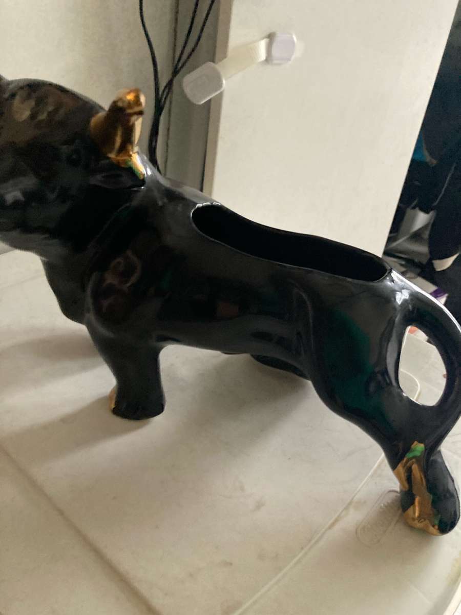 Black and Gold Bull Figurine
