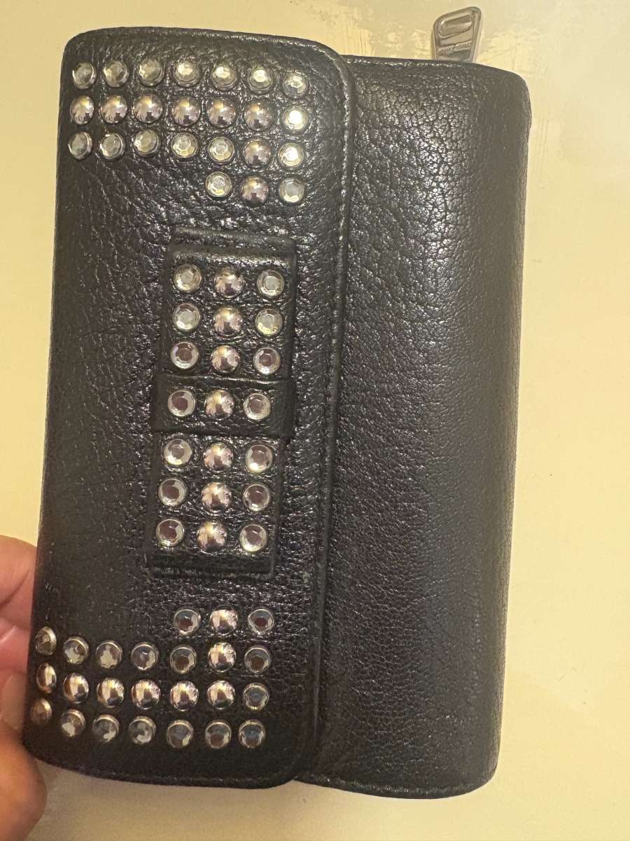 Miu Miu black leather studded wallet