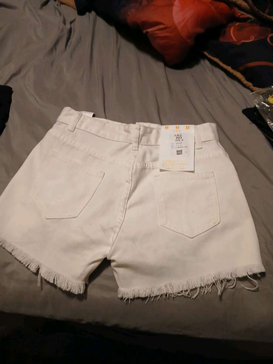 white denim shorts