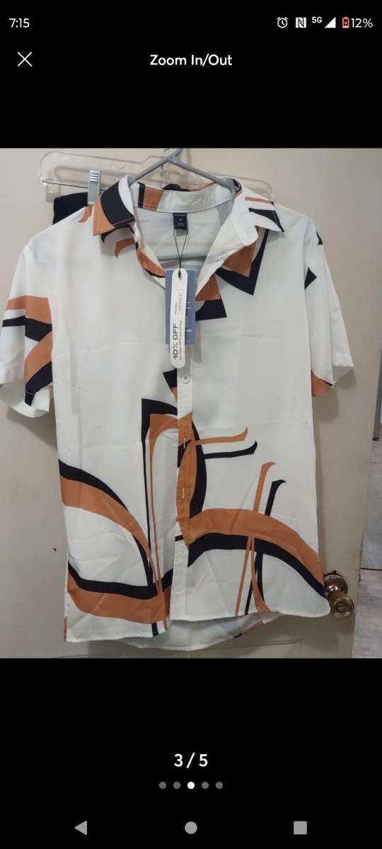 Silk geometric button up nice shirt new with tags