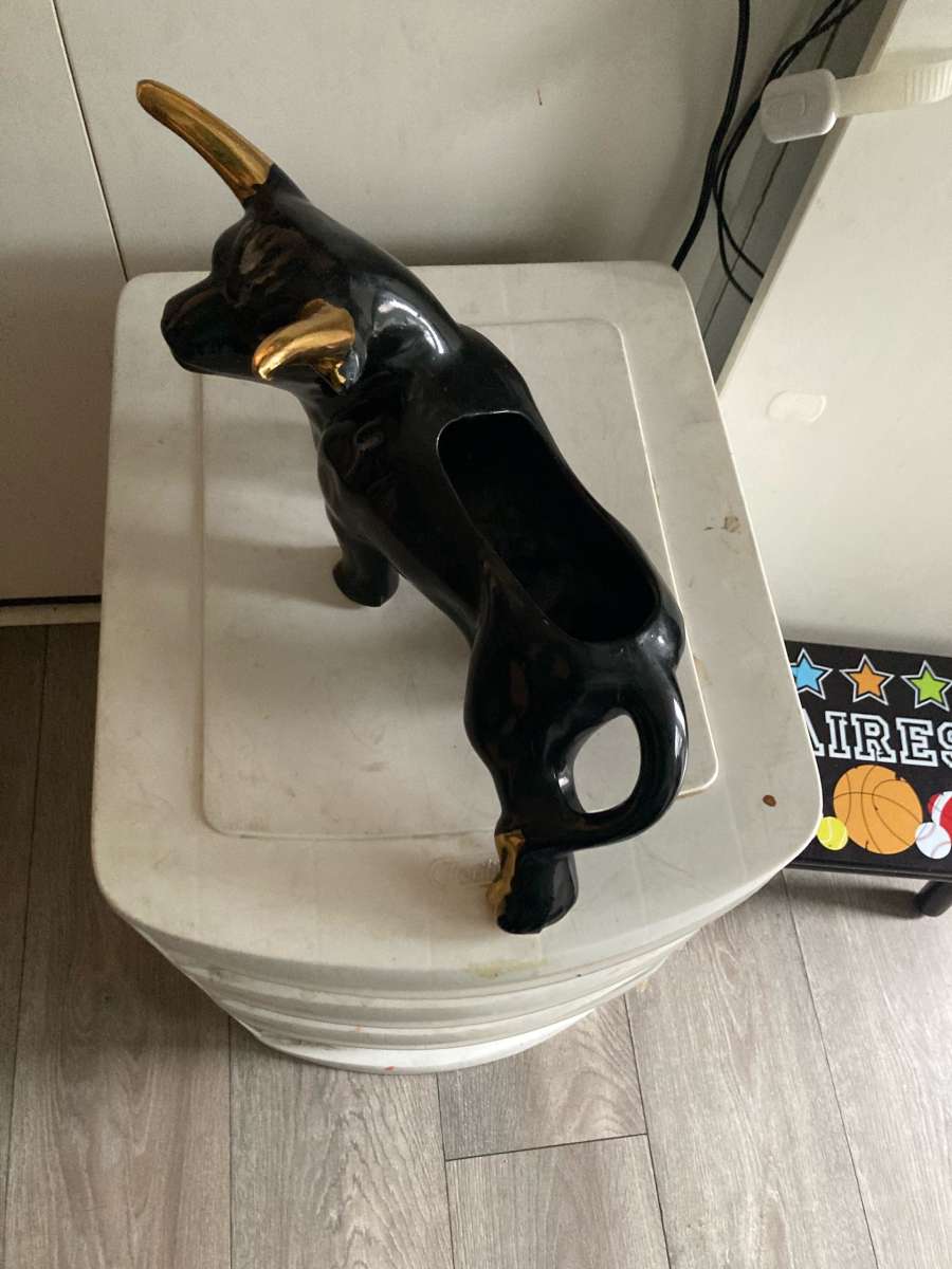 Black and Gold Bull Figurine