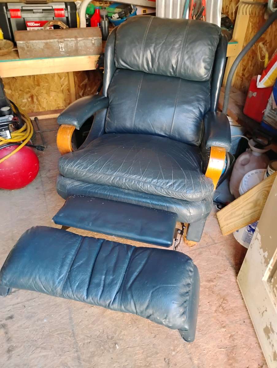 rocking recliner real blue leather