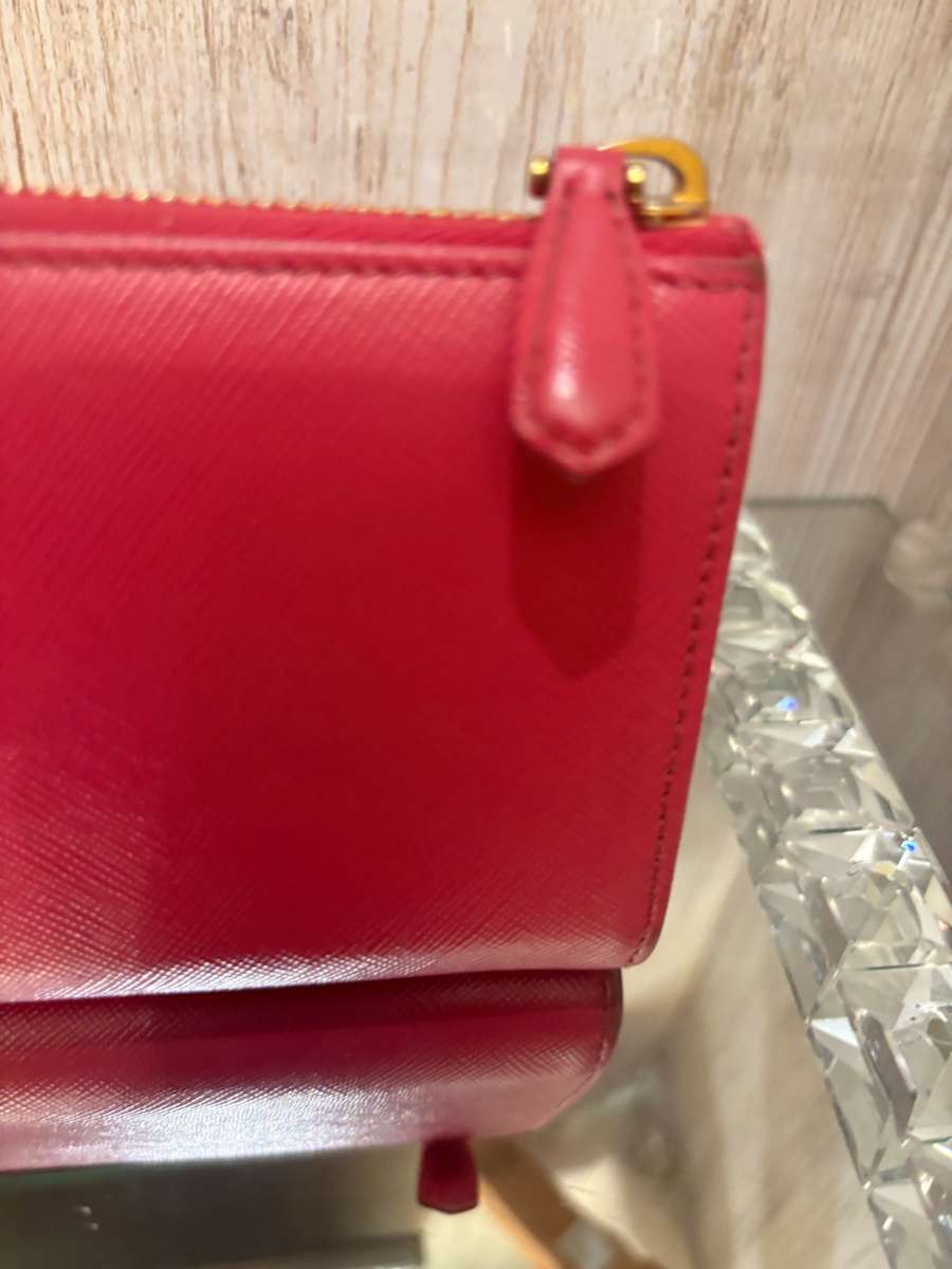 Pink Prada Saffiano leather wallet