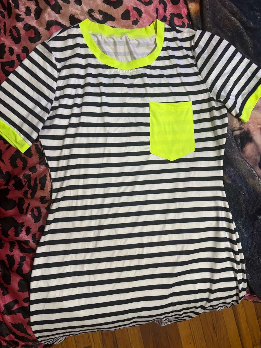 striped green mini dress