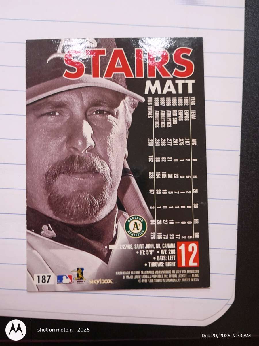 Matt Stairs card 187